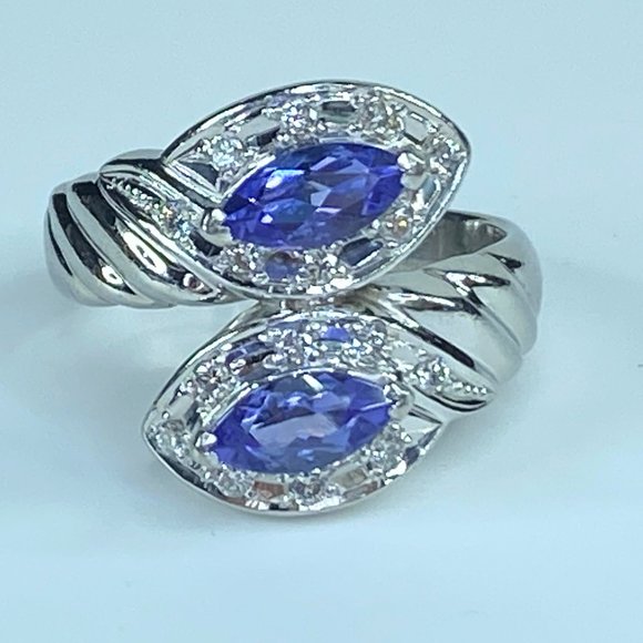 Appraised $5,395 Platinum Toi et Moi Tanzanite Solitaire Ring Diamond JR8033